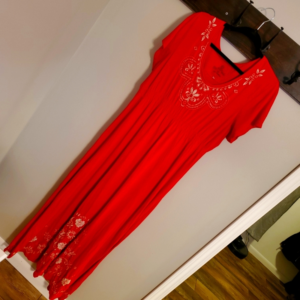 Johnny Was Los Angeles Red Maxi dress size XL
